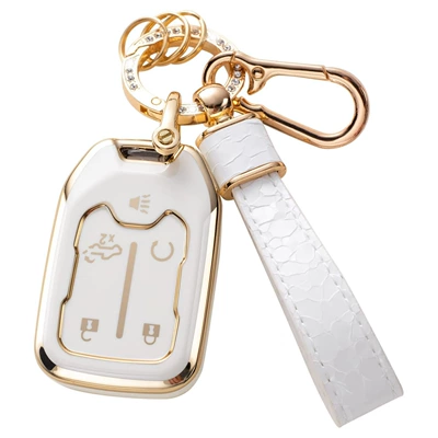 Cross-Border Hot-Selling Gold Edge Key Cover Pendant Car Key Bag Stone Pattern Keychain Amazon Hot Sale Wholesale (Car key bag) - bagged-gmca5-key-vertical-line