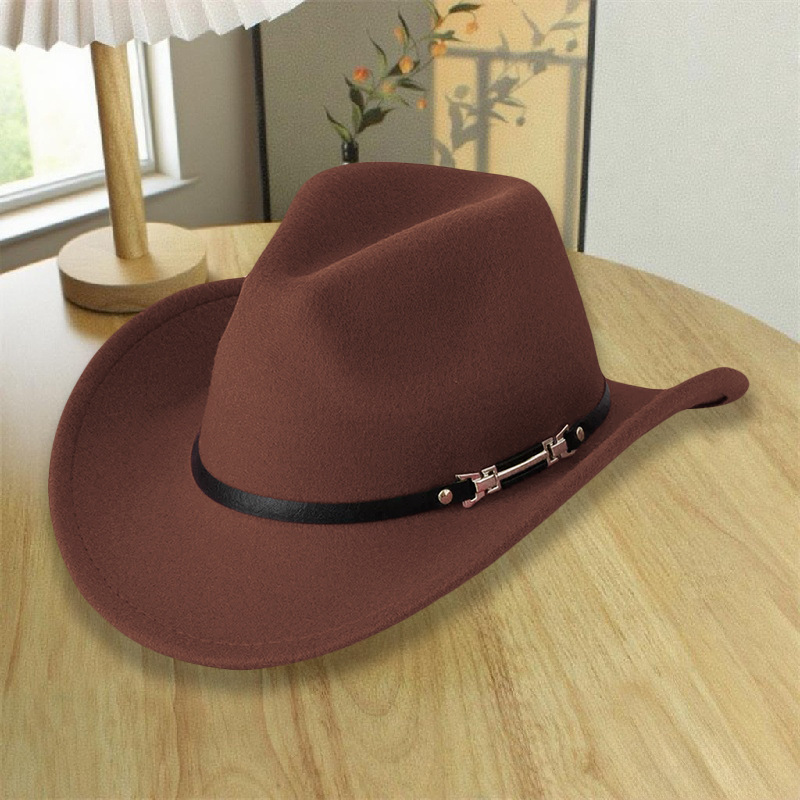 Sombrero nacional de feltro de estilo masculino, sombrero de vaquero occidental, sombrero de bordes retro, sombrero de caballo, fábrica al por mayor, venta caliente para mujeres