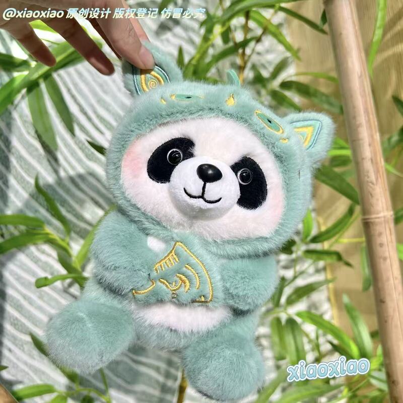 Creative Sanxingdui Element Scented Palm Treasure Plush Doll with Hat, Cute Sanxingdui Panda Table Companion Doll