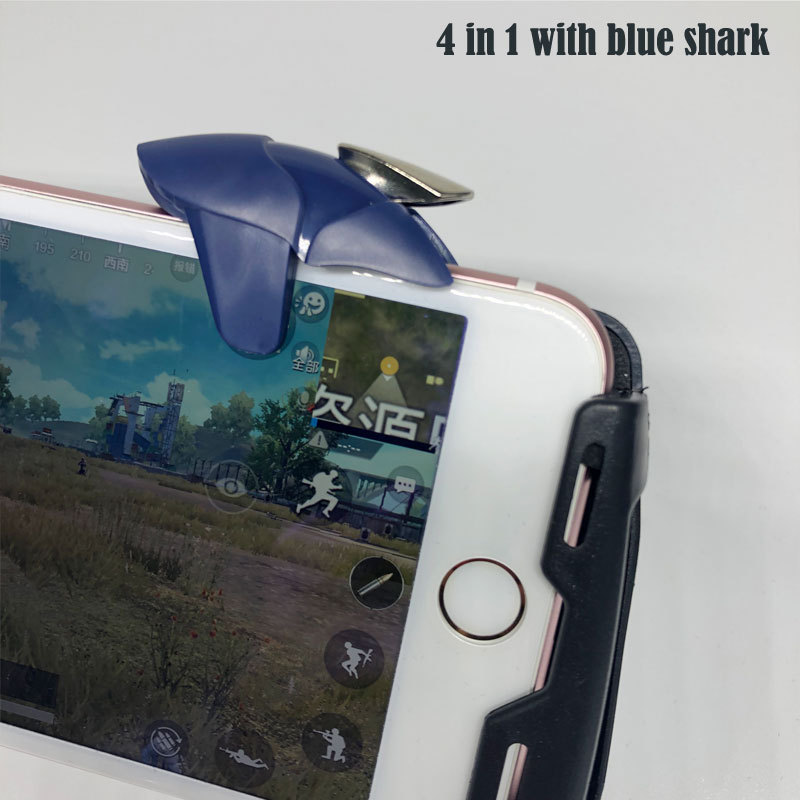 Chicken-eating Artifact Shoulder Button Mobile Game Grip Pubg Chicken-eating Auxiliary Four-finger Blue Shark Handle Button Combination