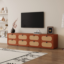 中古风斗柜实木多功能床尾家用抽屉式落地柜客厅藤编大容量储物柜