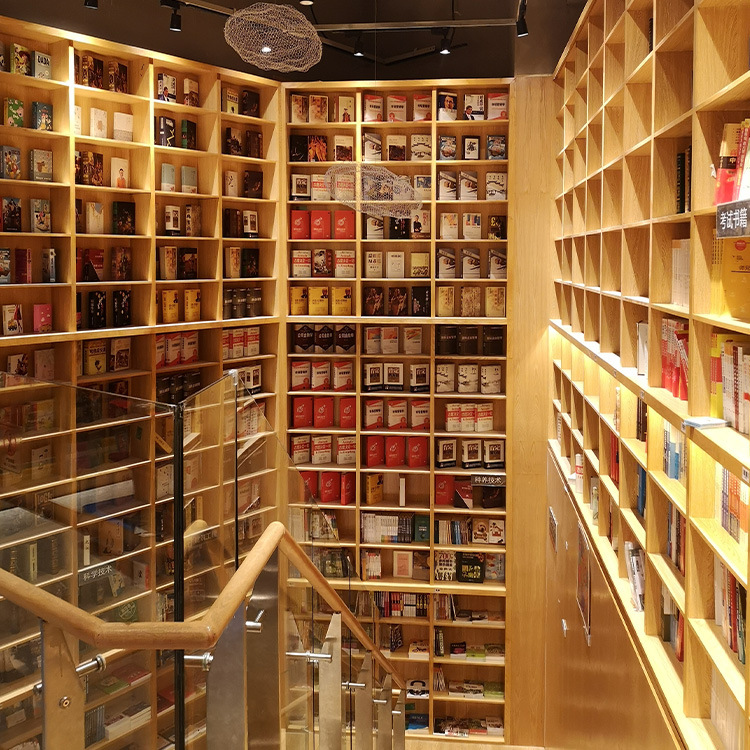シンプルな格子組み合わせ収納キャビネット図書館大型床置きディスプレイ両面本棚読書室本棚