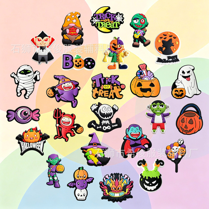Halloween trick-or-treat shoe charms, detachable clog shoe buckles, garden shoe buckle accessories, cross-border wholesale Halloween trick-or-treat shoe charms, detachable clog shoe buckles, garden shoe buckle accessories, cross-border wholesale