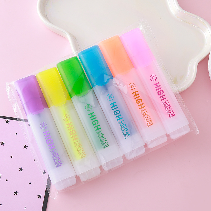 6 paquetes de resaltadores, marcadores de estudiantes, marcadores de color clave, bolígrafos de cuenta manual de gran capacidad, pinceles de pintura de graffiti