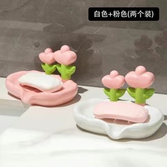 花の石鹸の箱の軽い豪華なプラスチックの水切りの台の上の石鹸の箱の携帯は穴を開けないで高級な洗面台の置物の石鹸の皿を打ちます。