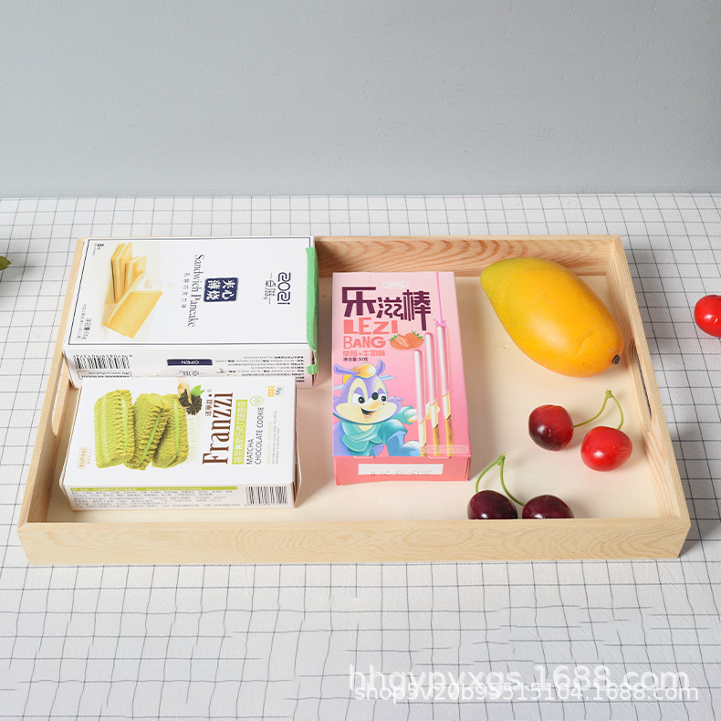 日式松木托盘多规格实木收纳托盘长方形水果盘置物盘水果糕点托盘