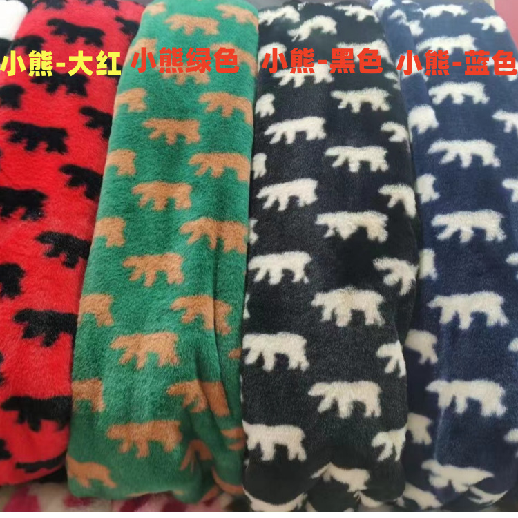 Fabricante en stock imitación de piel conejo impresión oso polar panda franela felpa ropa bufanda alfombra tela del casquillo