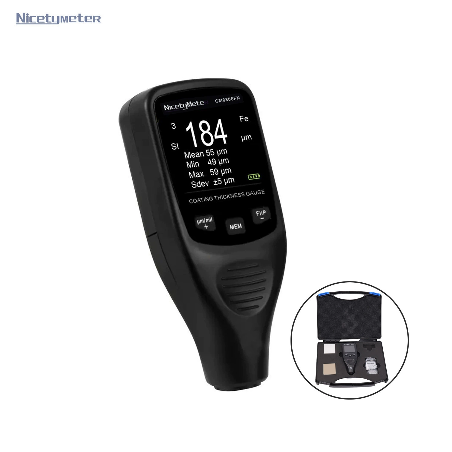 Измеритель толщины покрытия CM8806FN, двухфункциональный, для материалов на основе железа и алюминия, тестер толщины автомобильной краски, измеритель толщины поверхности покрытия.