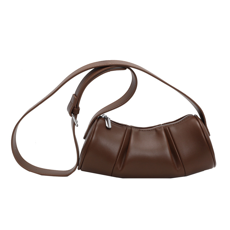 New Summer Women's 2024 Versatile Light Luxury Simple Pillow Texture Single Shoulder Crossbody Folded Cylinder Bag_voghion.com