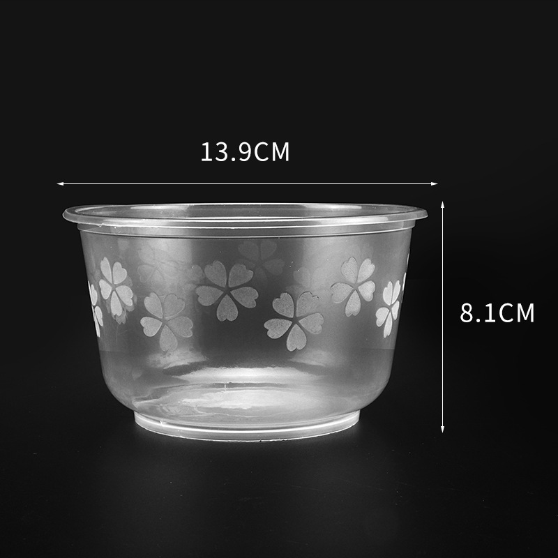 Bowl de sopa de comida desechable, caja de almuerzo de envasado de alimentos, plástico PP tallado, espesado, tazón de aluminio transparente
