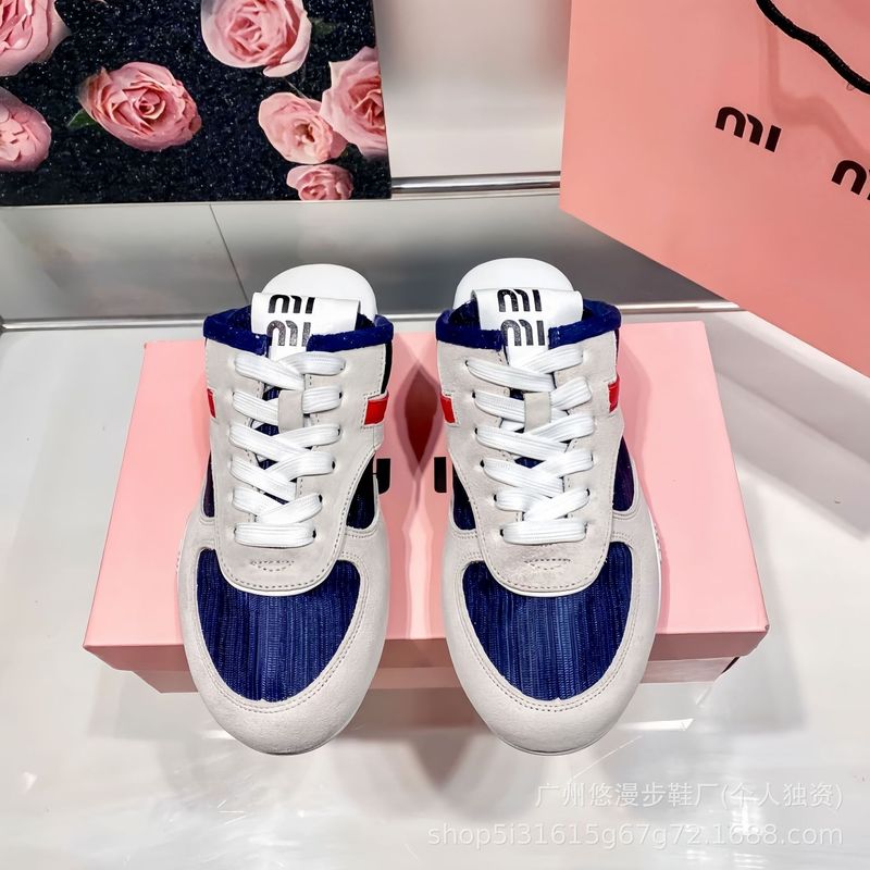 mi*mi*拼色软底德训鞋女2025新款时尚百搭平底半拖复古休闲阿甘鞋|undefined