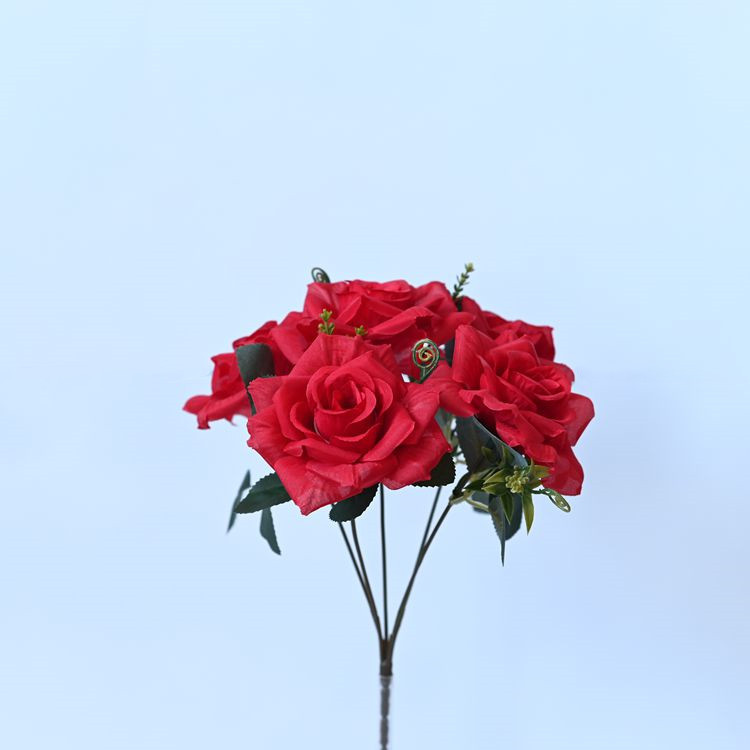 Simulación de rosas de 5 cabezas de rosas de bordes de boda fotografía decoración decorativa accesorios para el hogar flores de simulación flores falsas rosas