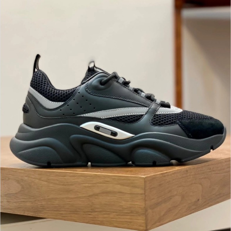 European Men's Shoes B22 Dad Shoes Autumn Cowhide Knit Fashion Trendy Versatile Sneakers Casual Shoes