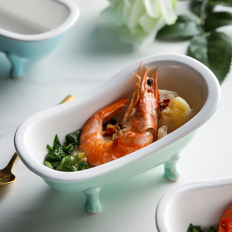 Macaron Color Internet Celebrity Bathtub Modeling Bowl Dessert Snack Bowl Creative Fruit Ice Cream Pudding Bowl Ceramic Tableware