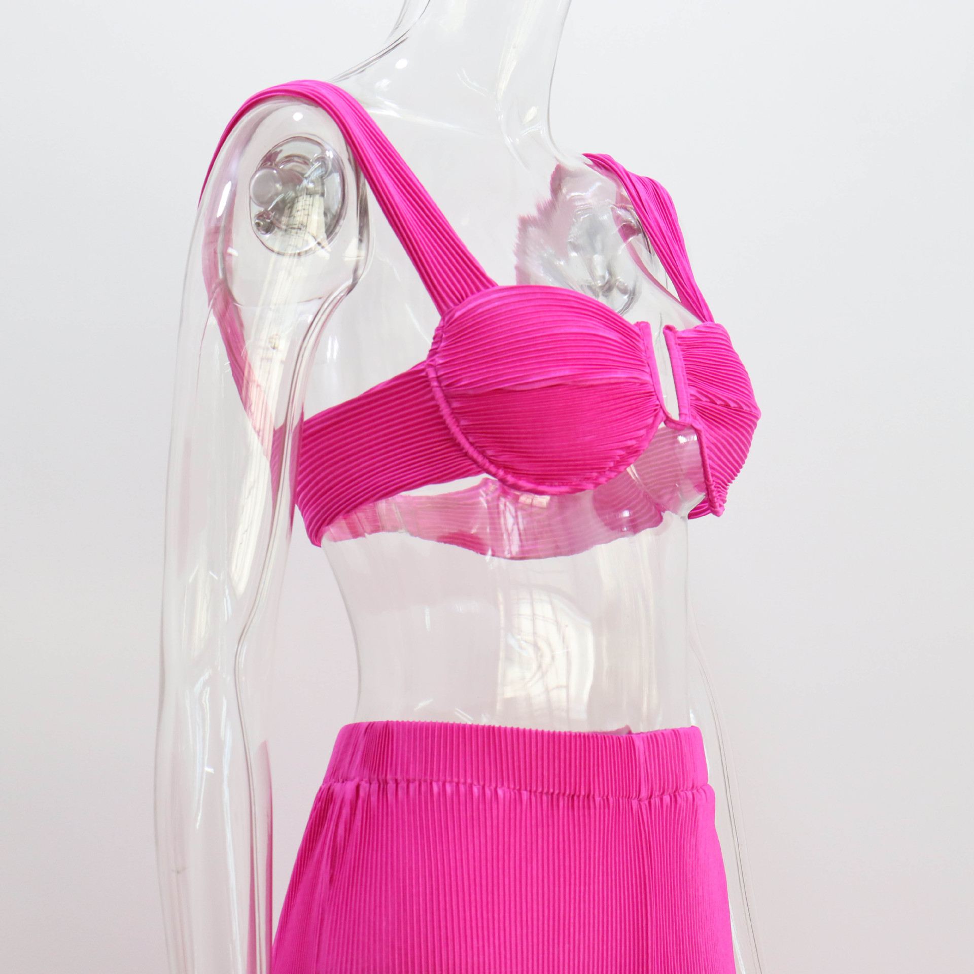 Traje de dos piezas para mujer, primavera y verano, con tirantes finos, espalda descubierta, informal, con pantalones rectos