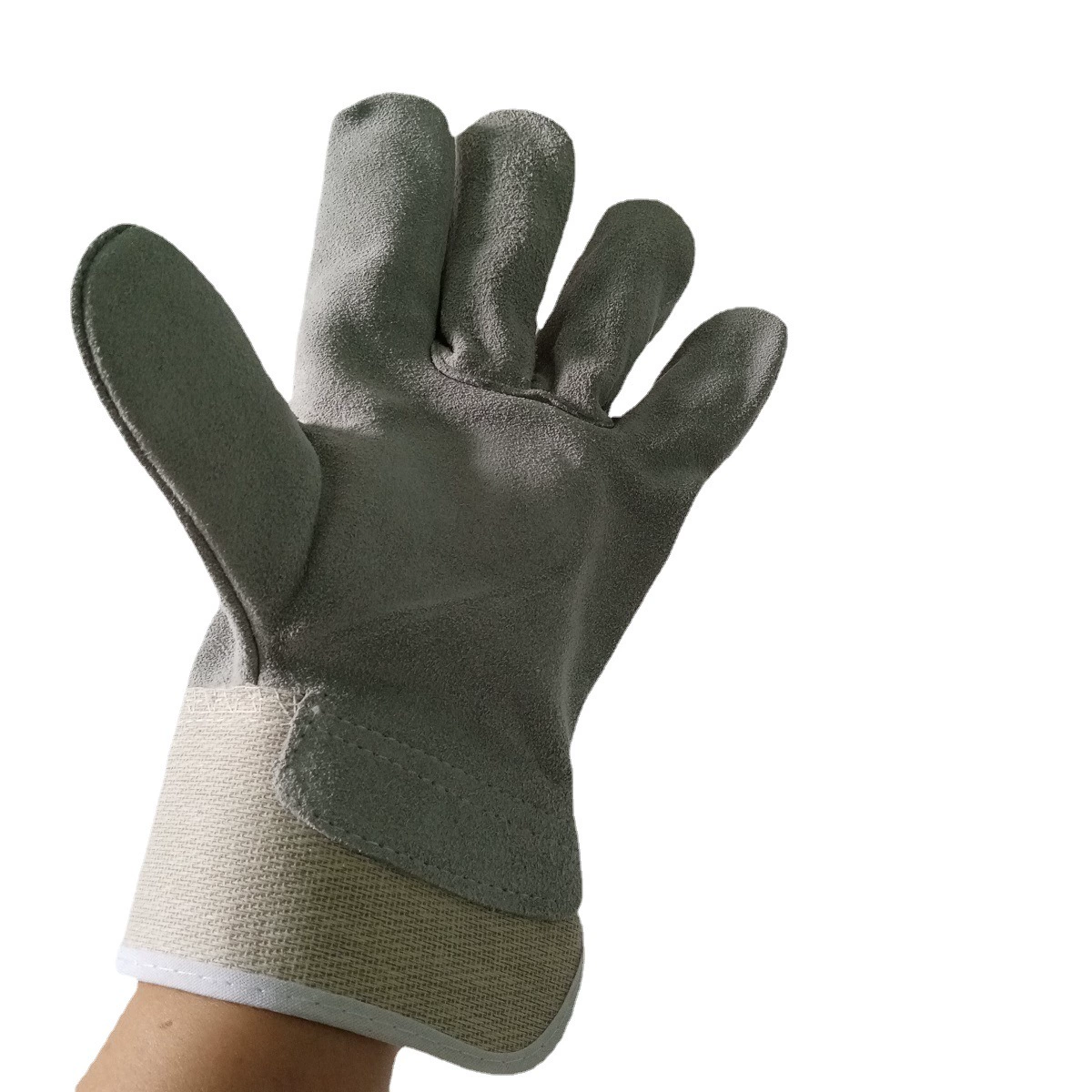 Оптовая Продажа с фабрики белая ткань резиновый рукав половина кожаные сварочные перчатки верфь моряки леса Утюг защита безопасности сварки