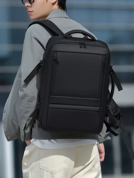 Cross-Border Men's Backpack, Portable Expandable Backpack, Outdoor Business Trip, Business Travel Computer Bag, Student School Bag, Trendy
