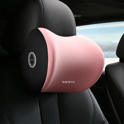 Waist support Car Latex Lumbar Cushion Lumbar - pink-headrest