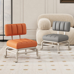 Swivel-wheel stool, wheeled mini bench, low stool, internet-famous lazy-back chair, household gadget for parenting&mdash;round stool with wheels, featuring the "Ban Rong" design