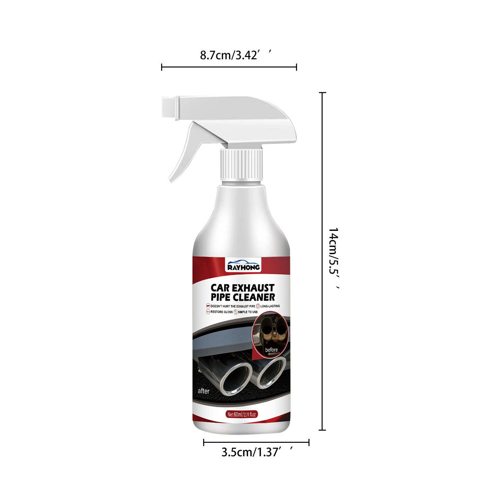 Rayhong Car Exhaust Pipe Cleaner Removes Rust, Removes Carbon Deposits, Removes Black Smoke Cleaner, Car and Motorcycle Maintenance
