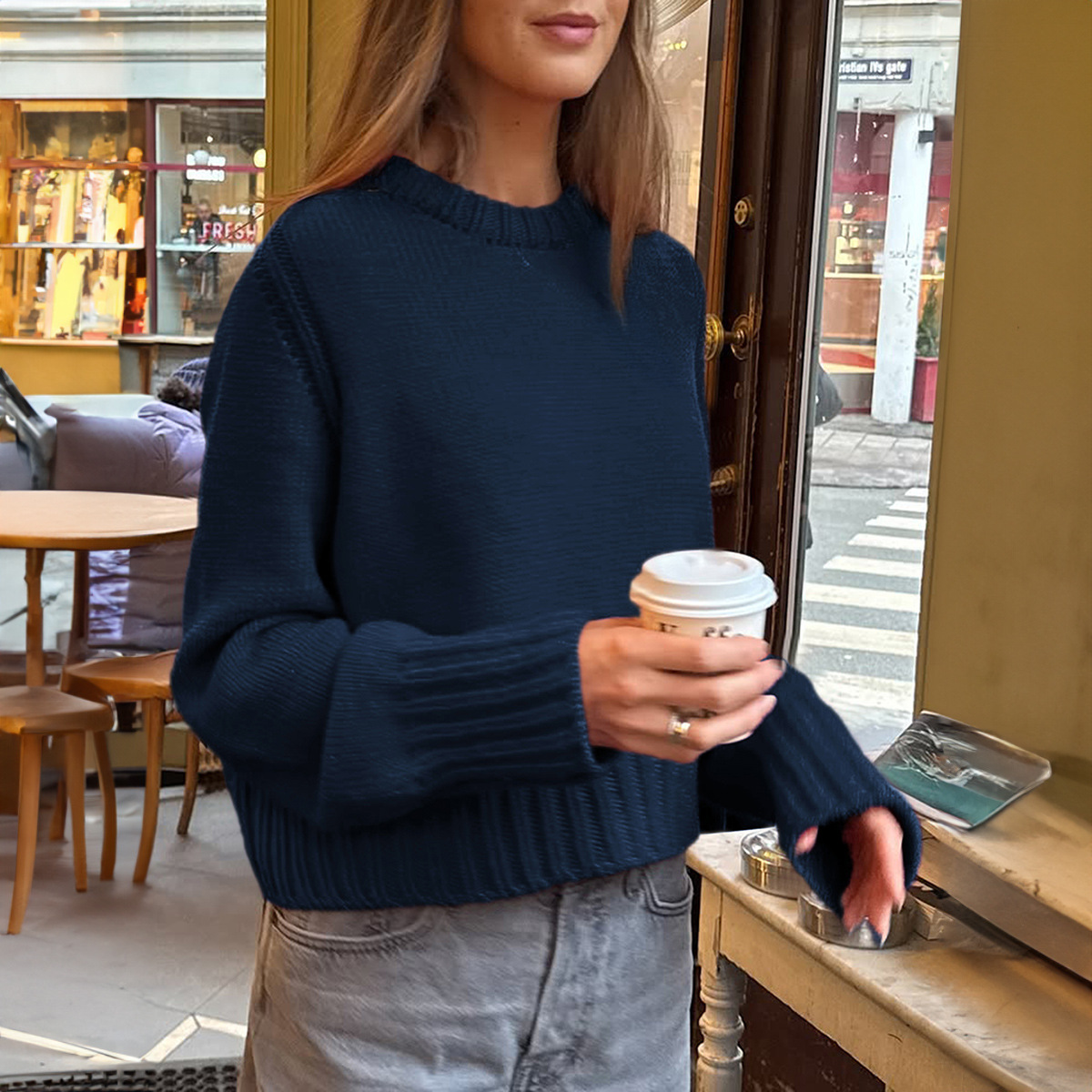 Kaikuo transfronterizo suéter de lana de color sólido de Europa y Estados Unidos básico de ropa de mujer otoño y invierno 2025 estación independiente de Amazon
