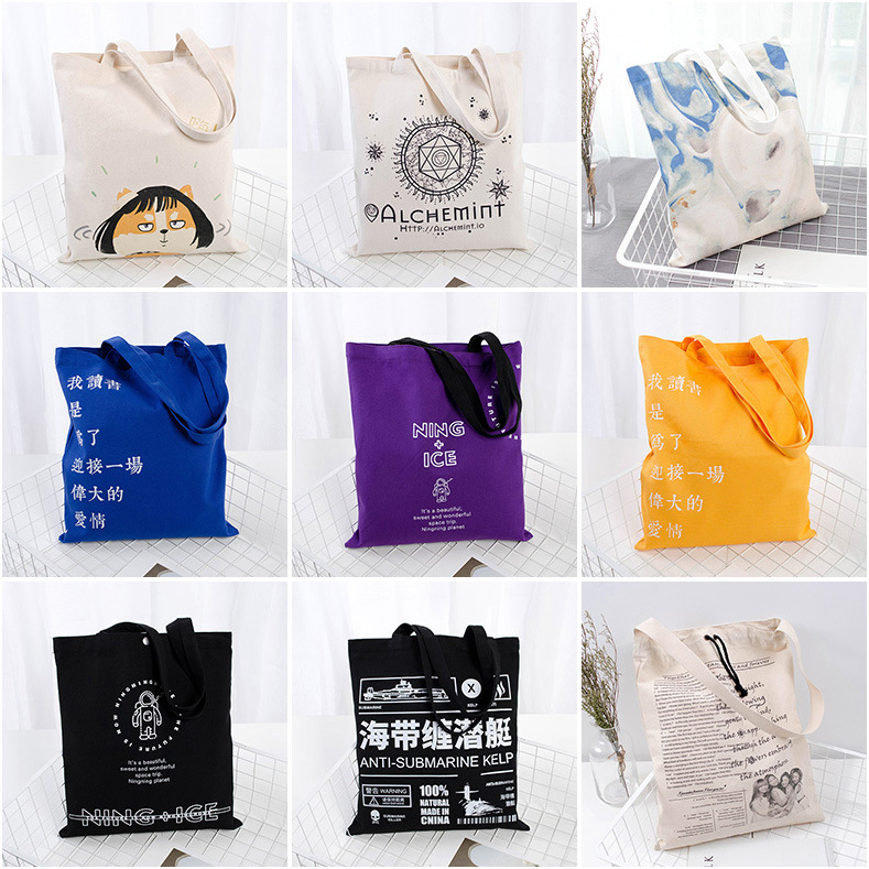 Bolsas de compras de lona ecológicas en blanco de colores al por mayor, bolsas de lona de algodón personalizadas para publicidad, bolsas de lona de un solo hombro
