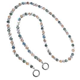 手机挂绳斜挎个性设计斜跨链ins风水晶圆片挂绳挂件花色串珠挂链