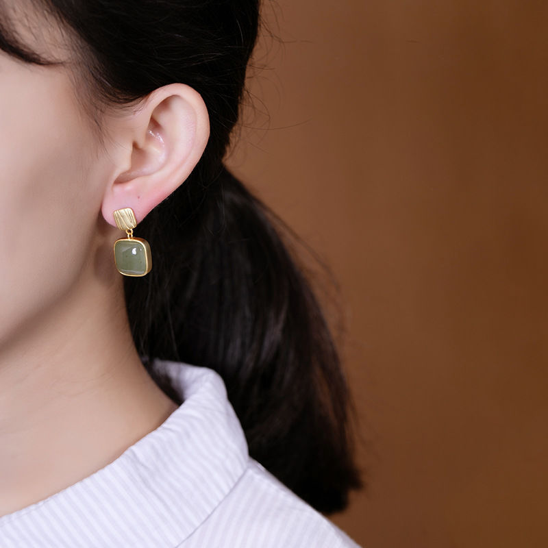 Title 5, 925 Silver Needle Square Earrings for Women, Ge...