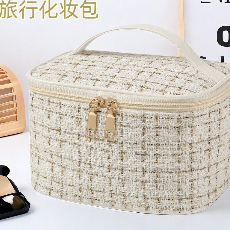 洗練された新しい小香風高颜値ファッション化粧バッグ大容量携帯ハンドバッグ化粧品収納バッグ|undefined