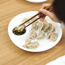双层饺子盘带醋碟沥水盘餐盘家用创意塑料菜盘碟子吃水饺的盘子器