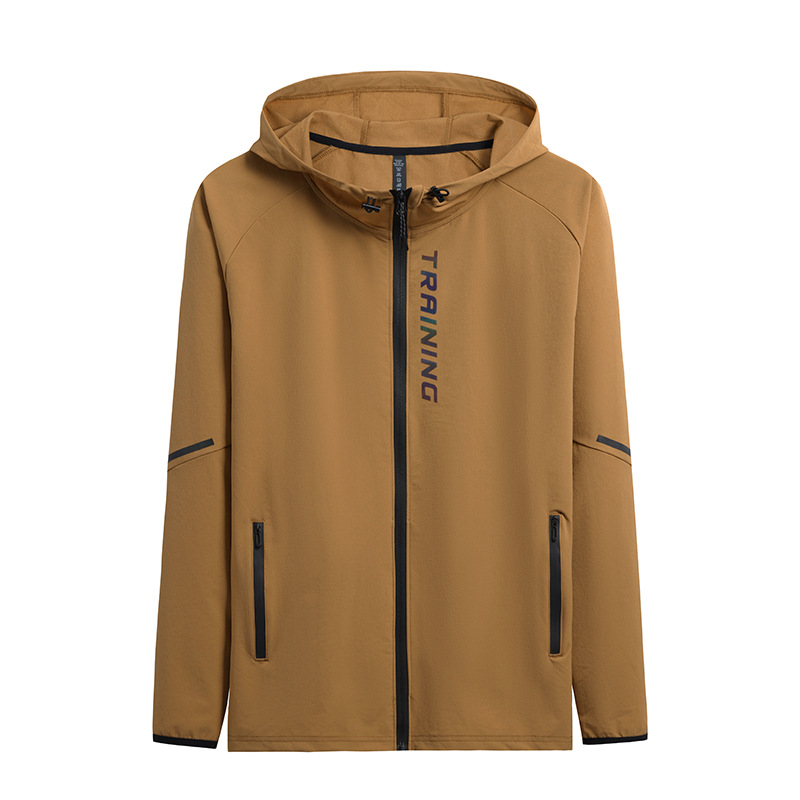 Otoño e Invierno con capucha chaqueta de deporte suéter de los hombres de secado rápido de manga larga al aire libre fitness correr casual cazadora en stock al por mayor