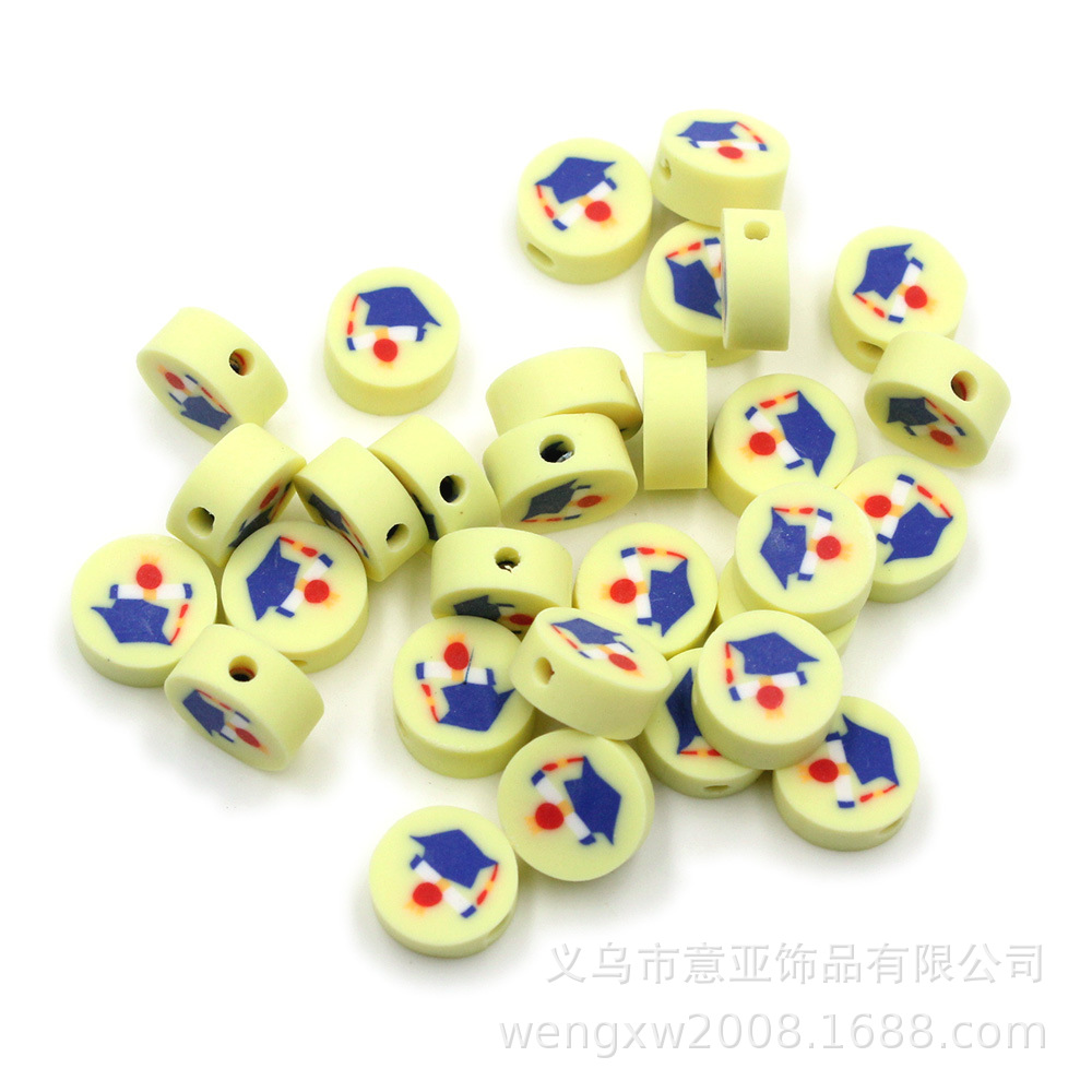 Cuentas de cerámica suave DIY, caras sonrientes, sueltas para pulseras y collares