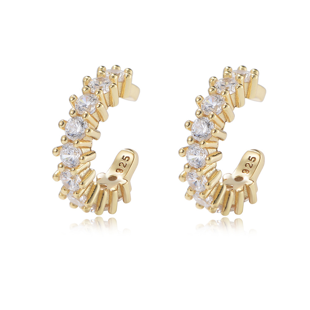 Women'S Gender Fashion Style 1 Pair 925 Sterling Silver Zircon Geometric Ear Studs