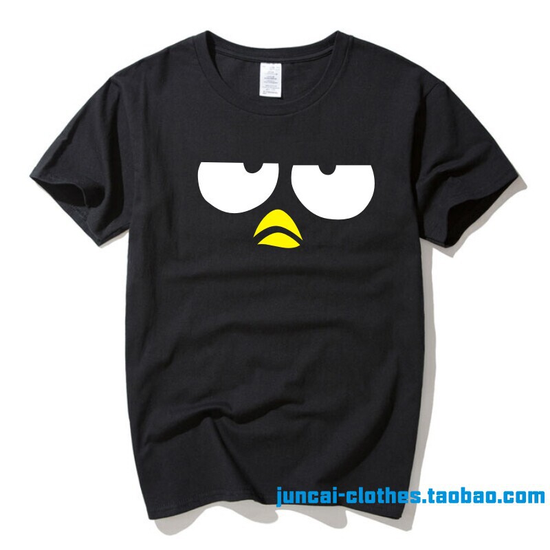 Cross-Border Amazon Sanrio Cool Penguin Badbadtz-Maru Geometric Print Cotton T-Shirt for Men with a Fresh Style