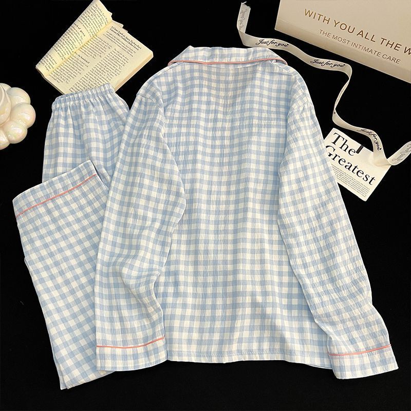 Al por mayor transfronterizo primavera y otoño nubes de algodón dibujos animados casuales lindos pantalones largos de manga larga dos conjuntos de ropa doméstica de mujer
