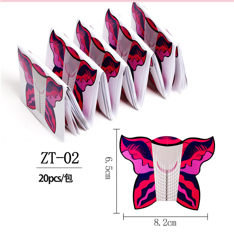 Soporte de papel de extensión de Arte de uñas 20 piezas 100 piezas de fototerapia de uñas Soporte de papel de uñas de cristal cuadrado Soporte de papel de mariposa al por mayor