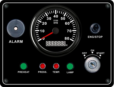 automobile instrument | pressure water temperature alarm - 12v0-8000rpm-black-frame-black-background