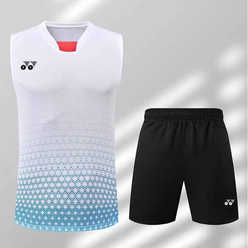 新品ノースリーブバドミントン服YY速干ユニフォームランニングフィットネスベストT男女セットアイストレーニング服制|undefined