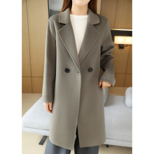 长款双排两粒扣西装领宽松时尚休闲通勤职场新款双面呢羊毛大衣女