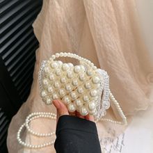 迷你珍珠手提包逛街通勤时尚女包串珠个性斜挎小方包清新甜美包包
