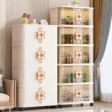 厂家直销免安装推拉门折叠收纳柜塑料多层可移动加厚大容量储物柜