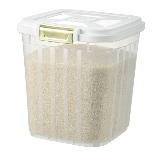 Transparent 50-pound large-capacity hinged lid airtight anti-insect anti-moisture household food-grade PP kitchen rice bucket bin
