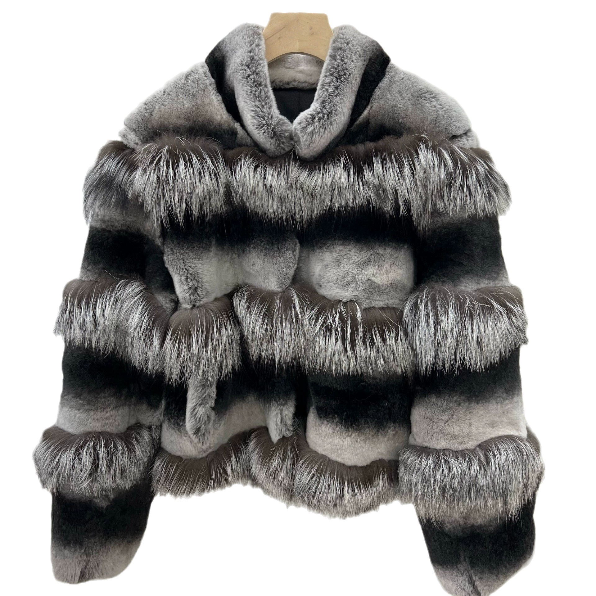 Хайнаньская меховая осень-зима новинка контрастный воротник stood light luxury Totoro лиса норка зайчик мех лоскутный лиса серебристый мех куртка