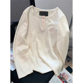 250克德绒日系甜美艺术生奶乖长袖t恤女春秋季洋气减龄内搭打底衫