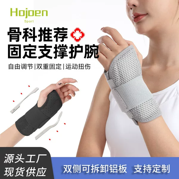 Steel Plate Support Wrist Brace with Double Aluminum Plates, Detachable Tendon Sheath Wrist Sprain Immobilizer, Breathable Strap, Palm Protector Wholesale