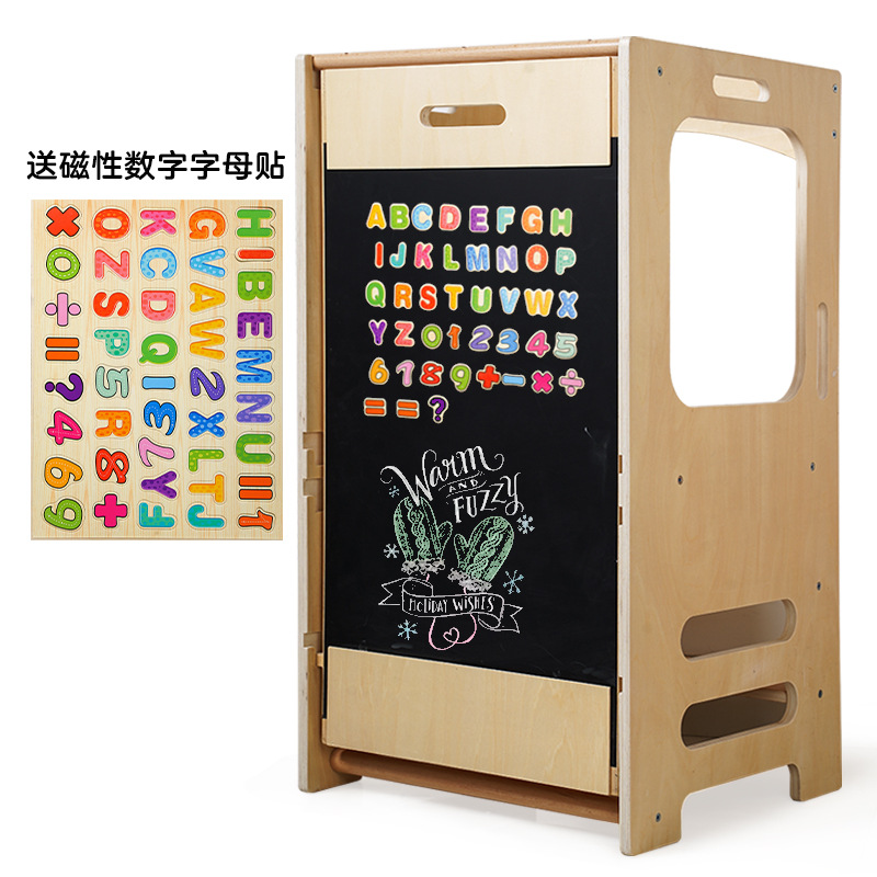 Taburetes para niños Torre de aprendizaje para niños de madera Taburete de lavado de manos Pasos de lavado de manos para bebés con pizarra Pisos de lavado para niños