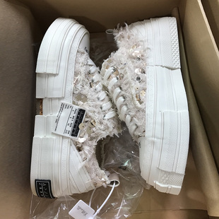 Wu Jianhao Swan Heart Canvas Shoes Men's and Women's Small Chanel Style Woven Height-increasing Thick-soled Peach Wood Outsole Beggar Shoes