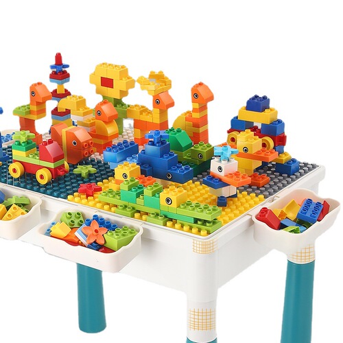 Children's building block table multi-functional large size compatible with Lego large particle assembly educational toys for baby boys 3-6 years old