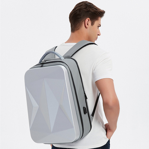 Cross-border 2024 new Korean version large capacity hard shell computer bag laser rhombus business backpack men's backpack