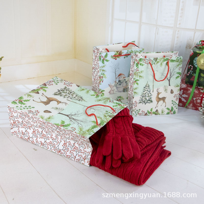 Nochebuena de Navidad espesa viejos muñecos de nieve lindos bolsas de regalo de dibujos animados bolsas de regalo grandes bolsas de papel